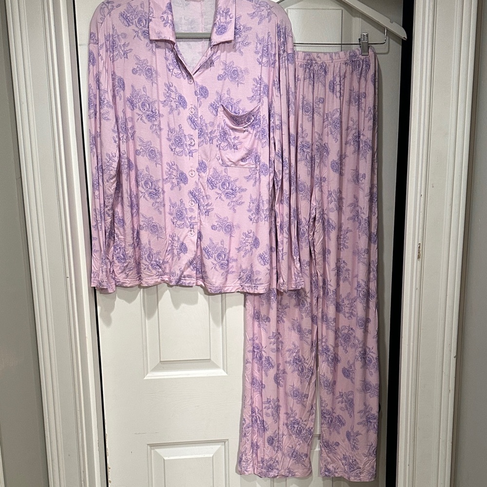 Pink Lily Lavender Floral Pink Pajama Set
